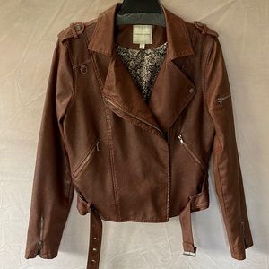 LIKE NEW BROWN FAUX MOTO JACKET